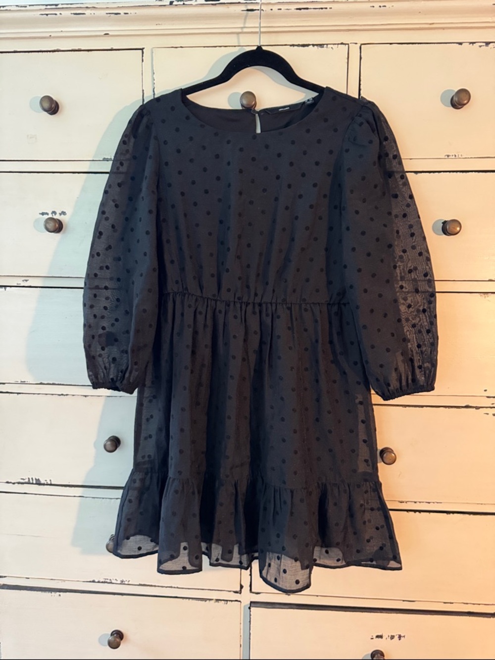 Vero Moda medium Black Polka Dot Long Sleeve Dress